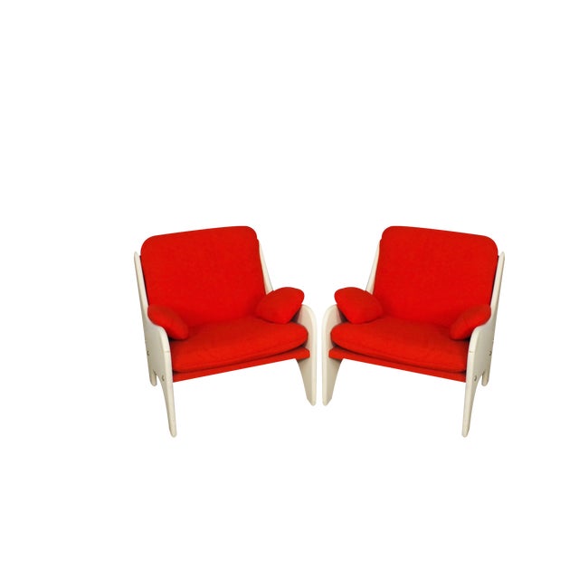 Set of Red Armchairs, 1970 For Sale