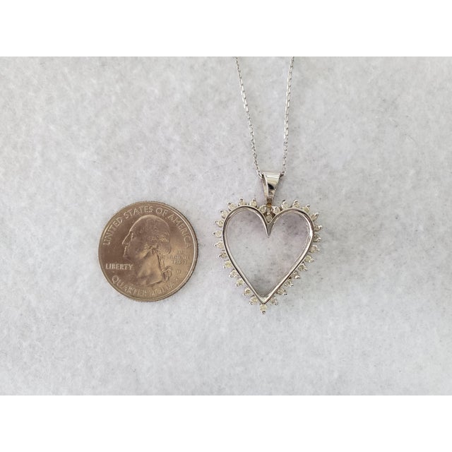 Diamond Cutout Heart Pendant .65cttw 14k White Gold 16" For Sale - Image 4 of 4