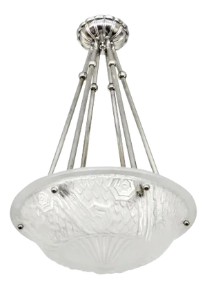 French Art Deco Pendant Chandelier by Lorrain Nancy (two available)
