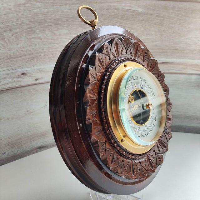 Late 19th Century Antique German Aneroid Barometer by J. & A. Bosch, Strassburg I. Els. – G. Lufft Movement, C. 1890-1910 For Sale - Image 5 of 6