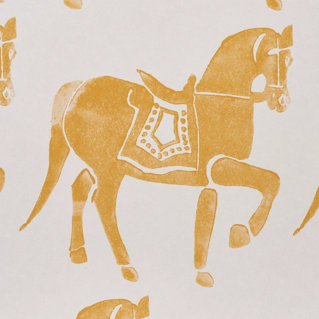 Contemporary Sample - Schumacher x Molly Mahon Marwari Horse Wallpaper in Mustard For Sale - Image 3 of 5