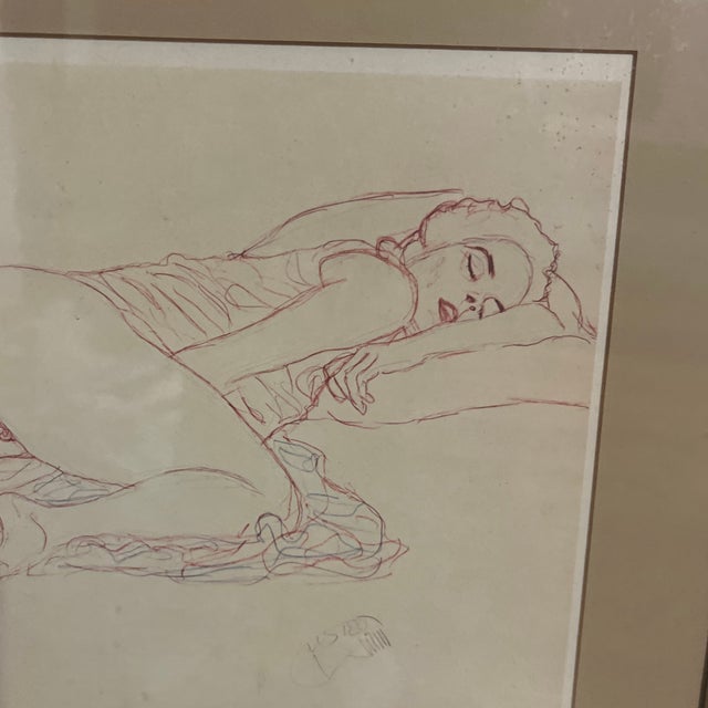 1910s Original Print on Collectors Paper of Pencil Drawing of Gustav Klimt For Sale In Washington DC - Image 6 of 10