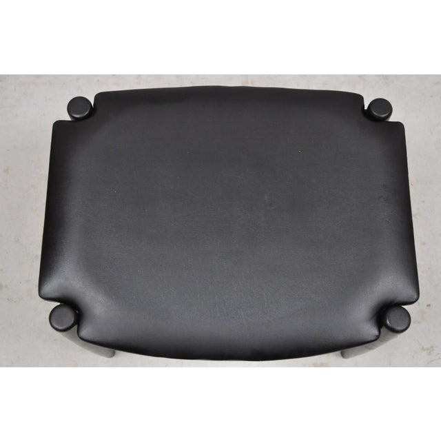 Norco Mid Century Modern Sculpted Footstool Ottoman Tapered Leg Black Vinyl Seat For Sale - Image 4 of 11