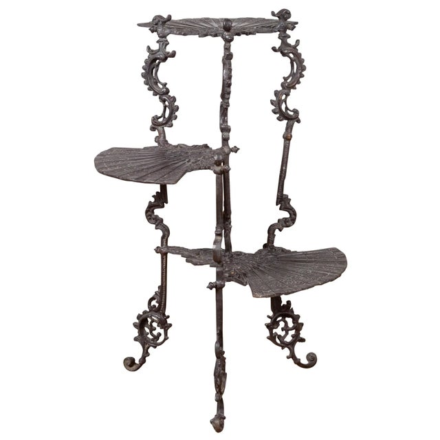 Contemporary Bronze Fan Shelves & Rococo Style Scrolls Display Stand For Sale - Image 12 of 12