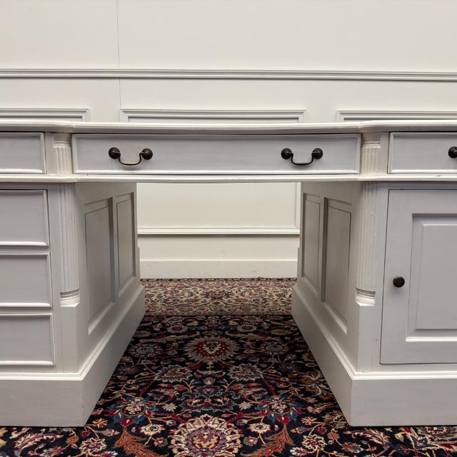 Classic English White Desk with Desk Chair, Set of 2 For Sale - Image 10 of 18