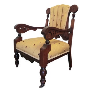 19th-Century American Victorian Renaissance Revival Walnut Accent Armchair For Sale