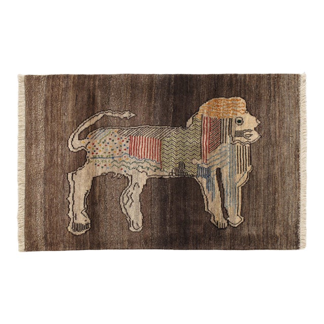 Vintage Hand-Knotted Persian Gabbeh Rug 2'8" X 4'2" For Sale