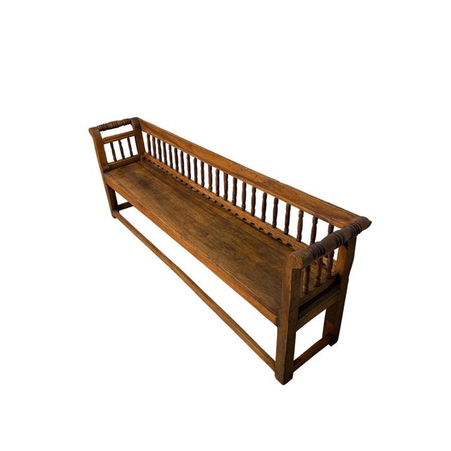 19th Century Walnut Bench with Worked Backrest and Armrests For Sale - Image 5 of 6