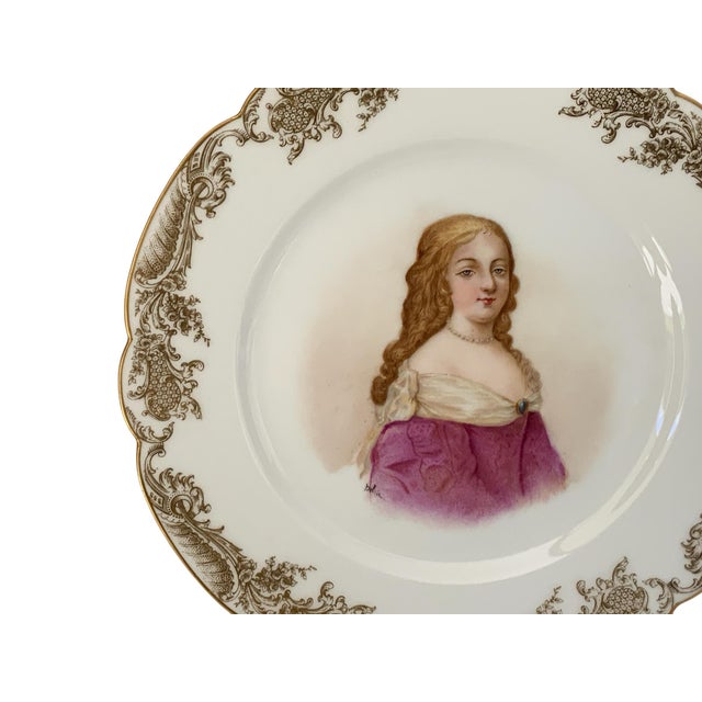 Metal 19thC Sèvres Marked Portrait Plate Madame De Montespan Signed Debrie Made in France c.1890-1910 (Copy) For Sale - Image 7 of 10