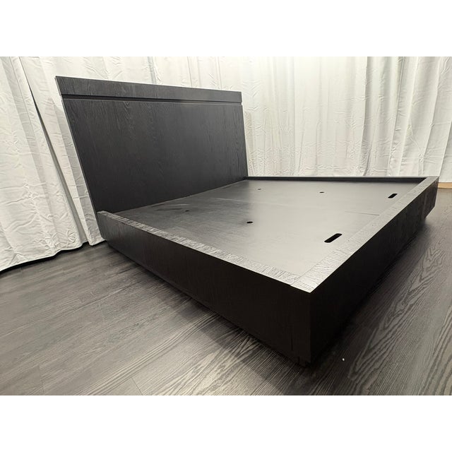 Rh Bezier Panel Bed — King Black Oak | Bronze Accents | 56" Headboard For Sale - Image 15 of 18