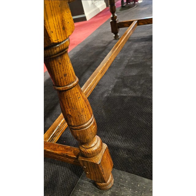 Mid 20th Century John Widdicomb Co. Farmhouse Wood Dining Trestle Table 7.5 Ft For Sale - Image 11 of 12