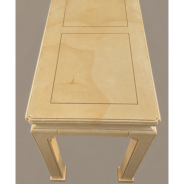 Henredon Ming Goatskin Console Table With Two Stools 1970's For Sale In Naples, FL - Image 6 of 11