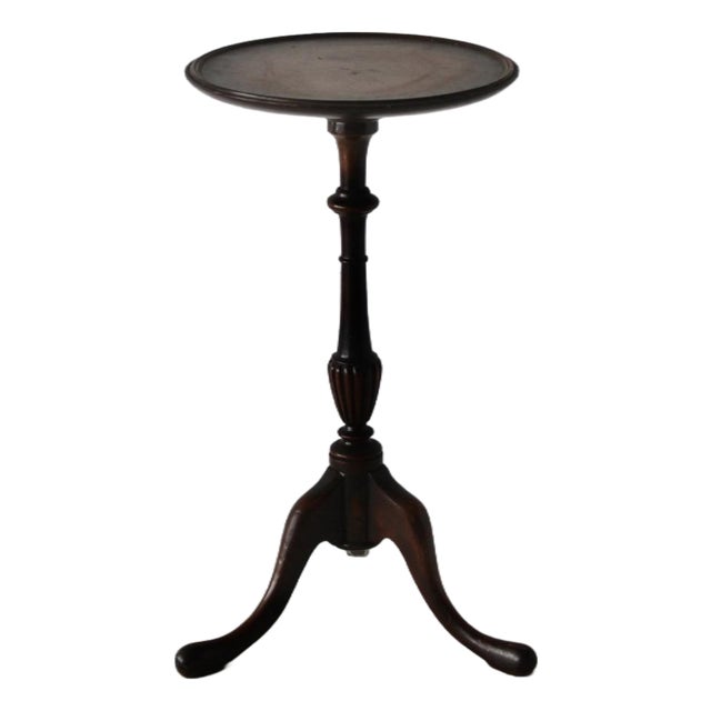 Vintage Georgian Style Mahogany Turned Pedestal Tripod Side Table For Sale