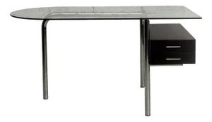 Chromed Steel and Glass Desk attributed to Mirto Zocca for Tisettanta Halifax, 1980s