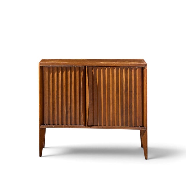 Wood Unagusta Mid Century Walnut Curved Nightstands - Pair For Sale - Image 7 of 12