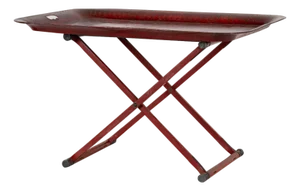An Antique Painted Tole Tray on Stand