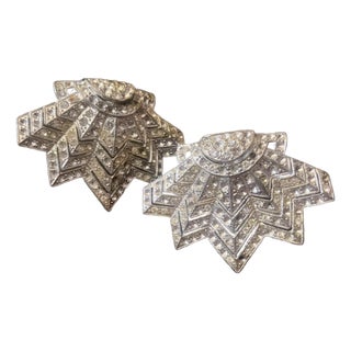 Art Deco 1930s Chevron Starburst Clip-Mates by Ralph Polcini, Pair For Sale