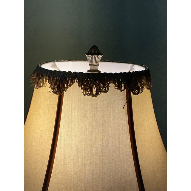 1970s Bombay Table Lamps Porcelain White Floral Oriental Accent Fringe Shades Set of 2 For Sale - Image 11 of 17