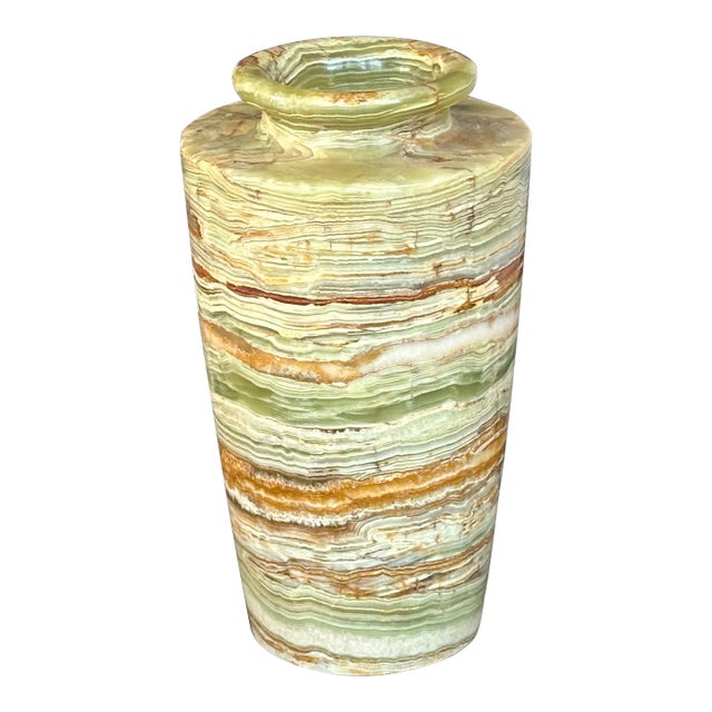 Pakistani Onyx Hand Sculpted Stone Vase For Sale