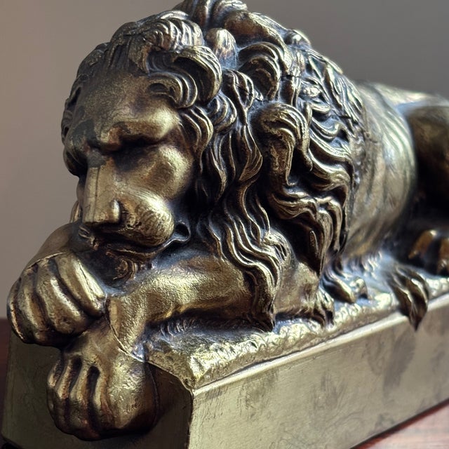 Neoclassical Lion in Repose Sculpture After Antonio Canova For Sale - Image 12 of 14