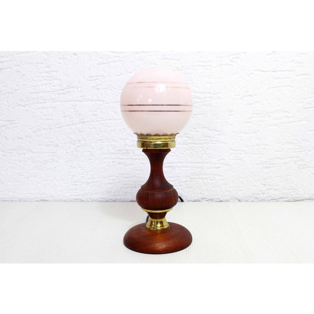 Mood Light in Teak and Pink Clichy Glass, 1960s For Sale - Image 10 of 11