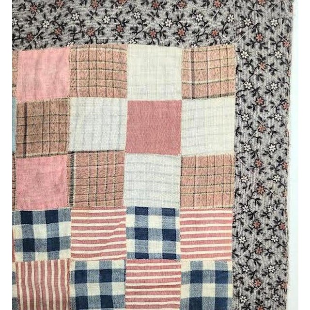 19th C Nine Patch Doll Quilt For Sale - Image 4 of 5