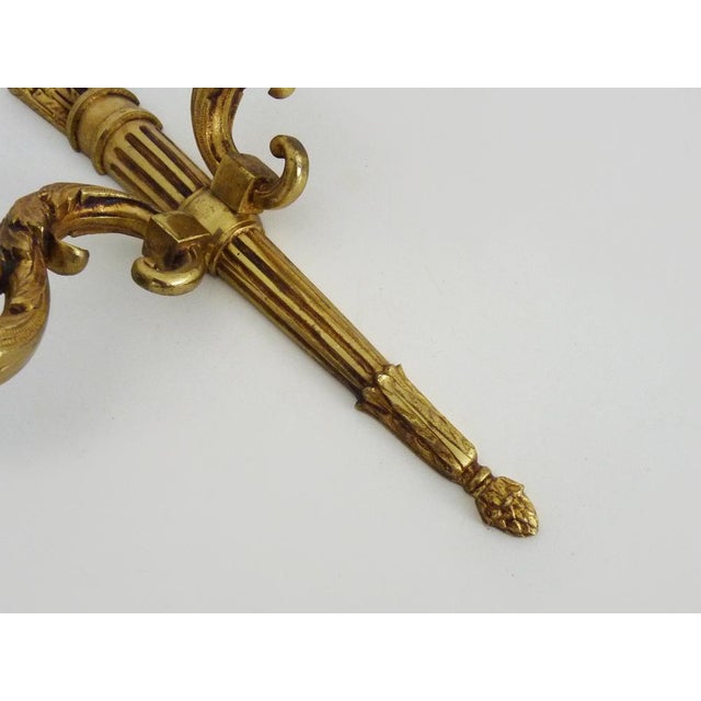 Empire Style Double-Light Bronze Wall Sconce, 1960s For Sale - Image 6 of 9