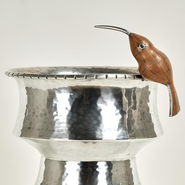 Vintage Silver Plate Vessel With Humming Bird by Emilia Castillo For Sale In West Palm - Image 6 of 12
