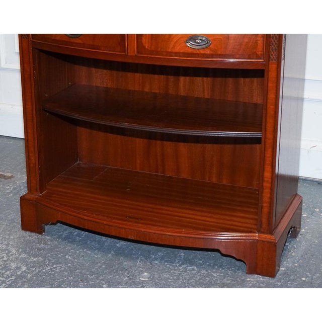 Vintage Serpentine Bow Front Dwarf Open Bookcase with Two Drawers by Wade For Sale - Image 4 of 16