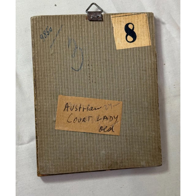 19th Century Antique 19th Century Miniature Mini Austrian Aristocrat Woman Portrait Painting For Sale - Image 5 of 6