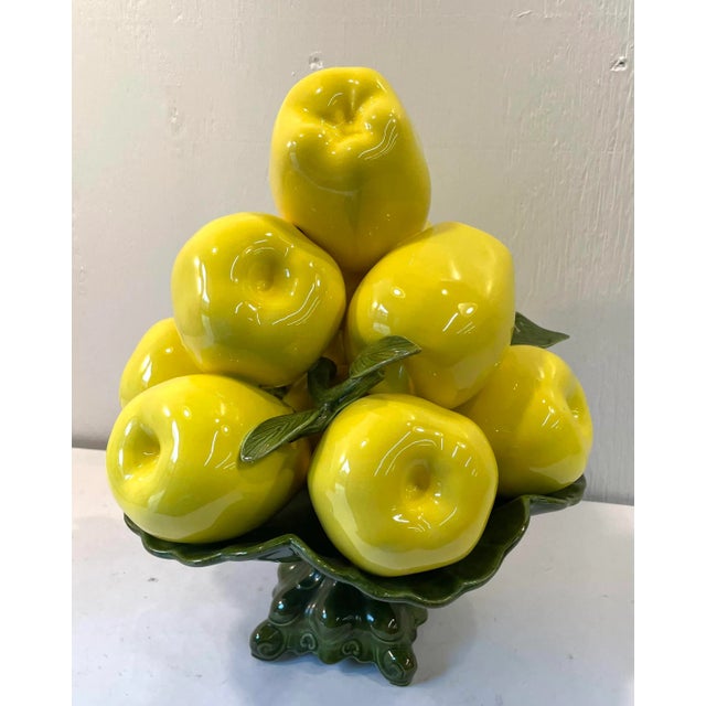 Vintage Ceramic Green Apple Topiary For Sale - Image 4 of 7