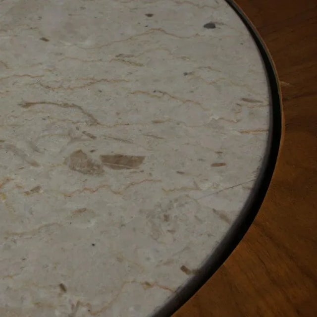 Mid-Century Modern Harvey Probber Walnut and Travertine Marble Table For Sale - Image 3 of 4