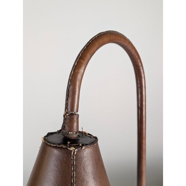 Vintage French Stitched Leather Table Lamp by Jacques Adnet, 1950s For Sale - Image 6 of 10