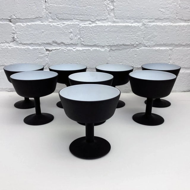 Black Vintage Carlo Moretti Satin Cased Glass Ice Cream Bowl Eames Era, Set of 8 For Sale - Image 8 of 8