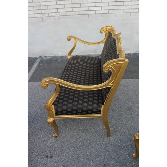 Antique 19th Century French Louis XV Gilded Living Room, Parlor Set- 3 Pieces For Sale In Philadelphia - Image 6 of 10