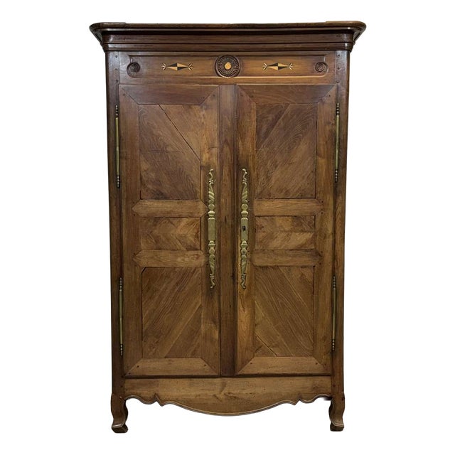 Antique Breton Wardrobe in Oak and Chestnut, 1800s For Sale