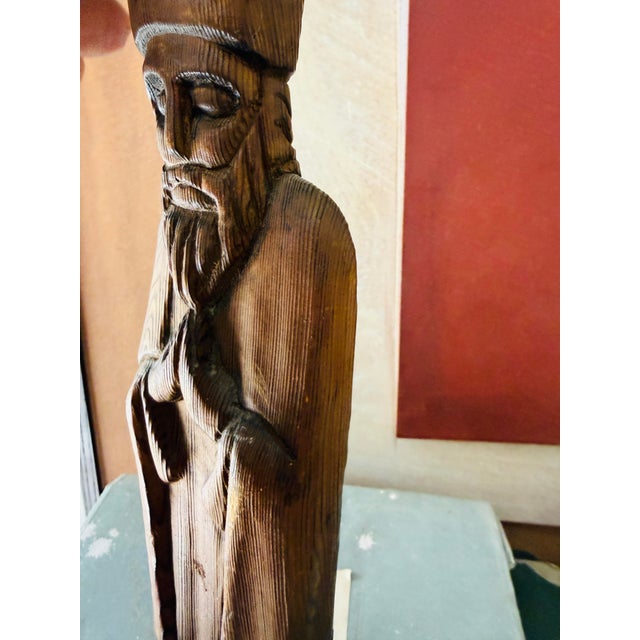 Wood Vintage Mexican Folk Santo Style Hand Carved Wooden Religious Figure For Sale - Image 7 of 9