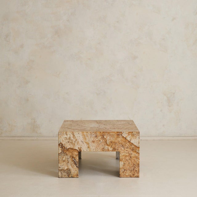 Tan Italian Modernism Marble Coffee Table, 1970s For Sale - Image 8 of 11