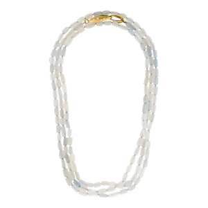 Marlene Stowe Chalcedony Bead Diamond Gold Clasp Necklace