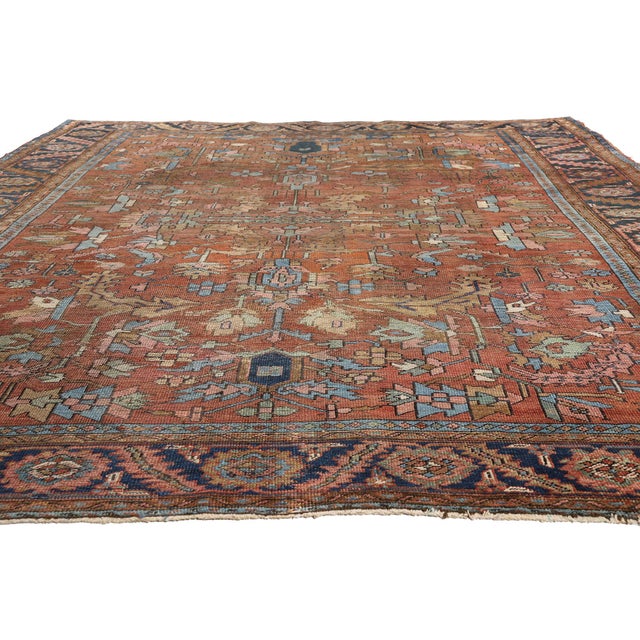Rustic Late 19th Century Persian Bakshaish Rug, 08'05 X 11'01 For Sale - Image 3 of 10