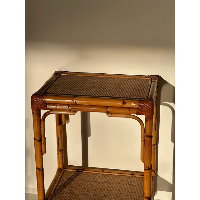 Wood Console Table in Wood and Rattan, 1970s For Sale - Image 7 of 8