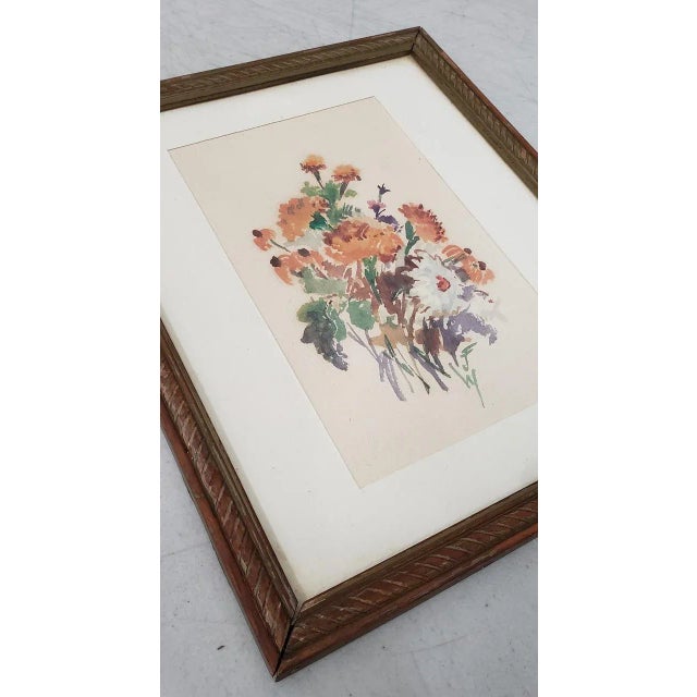 Vintage 1960s Watercolor of Fresh Picked Flowers by Jessie Walberg (New York, 20th c.) Charming watercolor by Jessie...