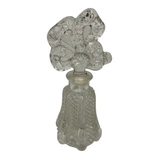 Beautiful Bow Shaped Top, Etched Glass Perfume Decanter For Sale