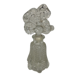 Beautiful Bow Shaped Top, Etched Glass Perfume Decanter