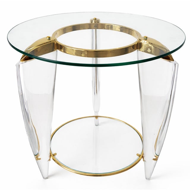 Italian Acrylic and Brass Side Table, 1960s For Sale - Image 15 of 15