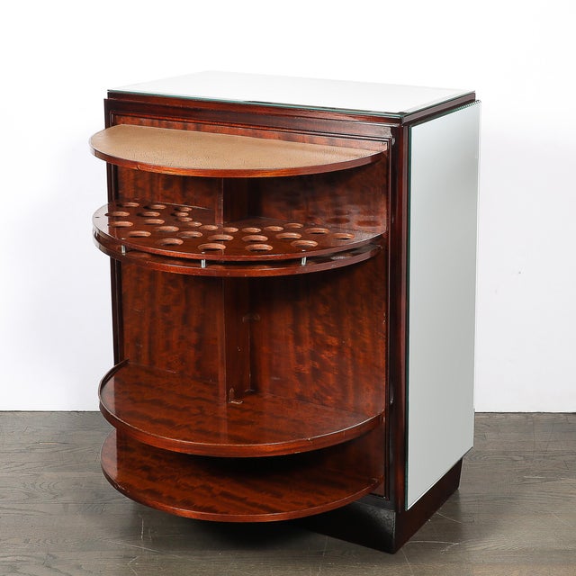 Art Deco Directoire Style Walnut, Mirrored & Reverse Etched Detail Bar Cabinet For Sale - Image 11 of 18