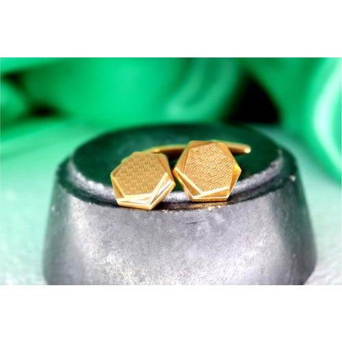 Hexagon-Shaped Guilloche Gold Cufflinks, Set of 2 For Sale - Image 3 of 7