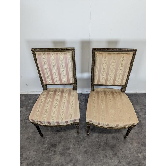 Louis XVI Armchairs with Painted Decoration, Set of 2 For Sale - Image 6 of 7