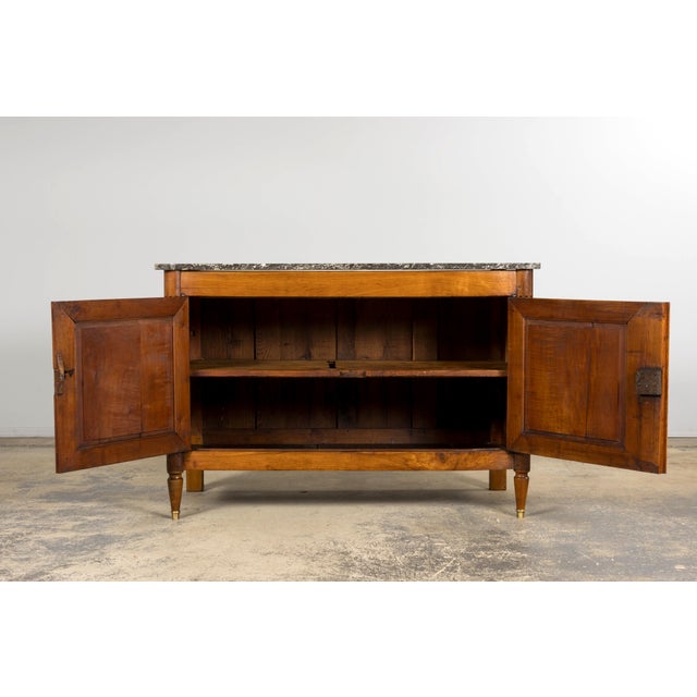 Brown Early 19th Century French Louis XVI Walnut Buffet With Marble Top For Sale - Image 8 of 18