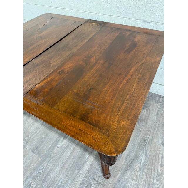 French Provincial Antique French Louis XV Provincial Country Style Draw Leaf Dining Table For Sale - Image 3 of 18